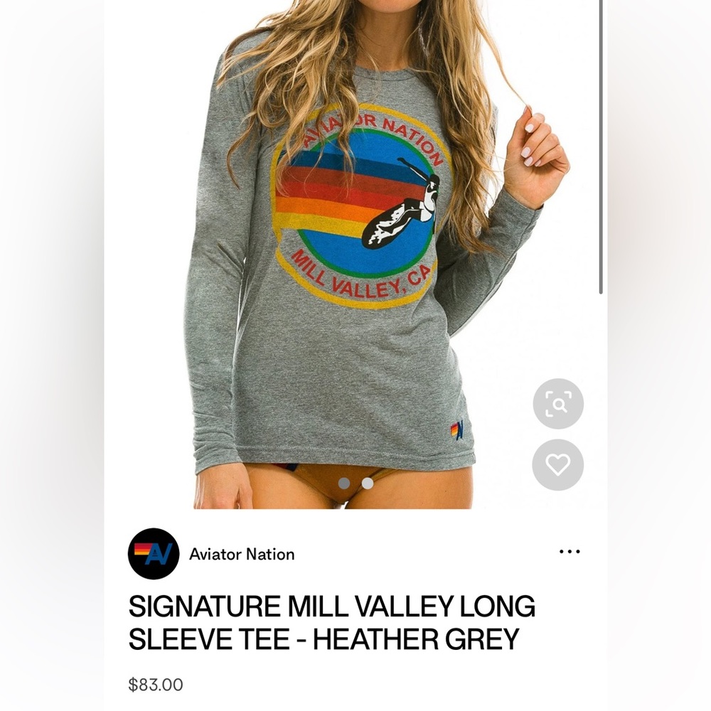 NWT Aviator Nation Logo Mill Valley Long Sleeve Shirt in Heather Grey , NEW - Picture 11 of 11